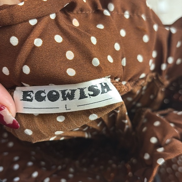 Brown Polka Dot Pleated Skirt - Picture 4 of 4